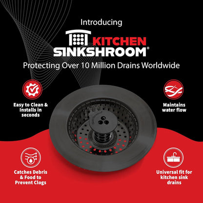 Kitchen Clog-Free Kitchen Sink Drain Strainer with Stopper - Sink Protector for Kitchen Sink, Stainless Steel, Matte Black