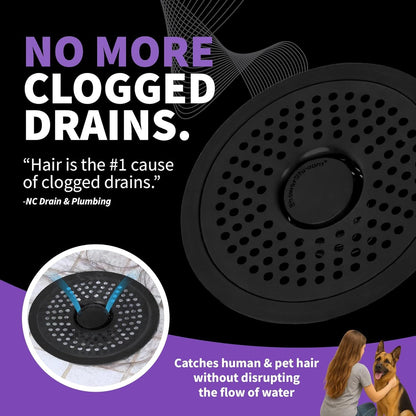 Ultra Matte Black Hair Catcher, Stainless Steel Drain Protector, Fits All Shower Drains