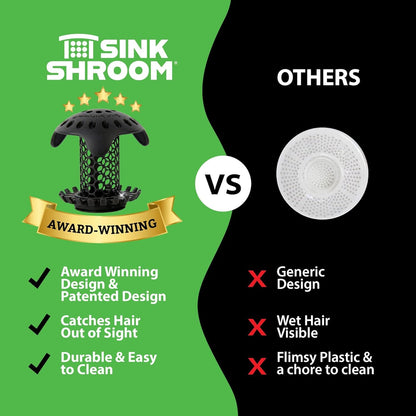 Ultra Bathroom Sink Drain Protector, Stainless Steel, Matte Black, Hair Catcher with Multiple Drain Adapters