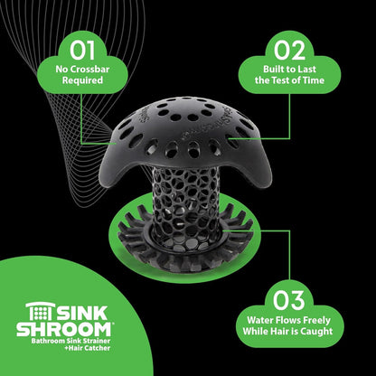 Ultra Bathroom Sink Drain Protector, Stainless Steel, Matte Black, Hair Catcher with Multiple Drain Adapters