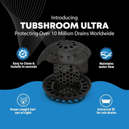 Ultra Stainless Steel Drain Protector, Hair Catcher Strainer for Bathroom Tub and Shower, Matte Black, 1-Pack