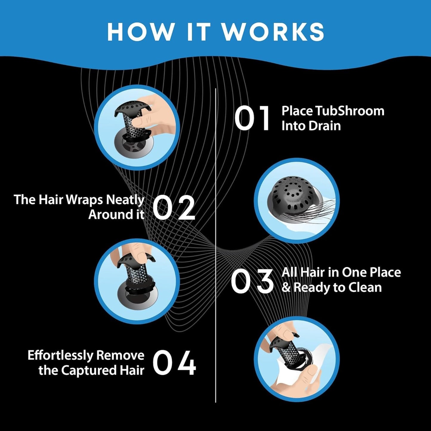Ultra Stainless Steel Drain Protector, Hair Catcher Strainer for Bathroom Tub and Shower, Matte Black, 1-Pack