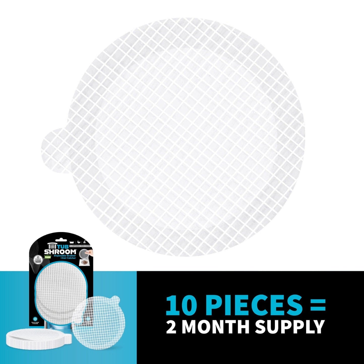 10 Pack Disposable Drain Cover - Hair Catcher Mesh Sticker Strainers for Shower, Bathtub, and Bathroom - Hair Catcher Sticker Drain Protector - 2 Month Supply