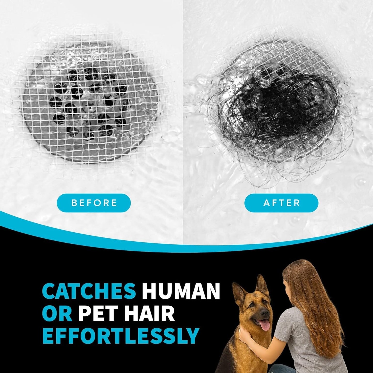 10 Pack Disposable Drain Cover - Hair Catcher Mesh Sticker Strainers for Shower, Bathtub, and Bathroom - Hair Catcher Sticker Drain Protector - 2 Month Supply