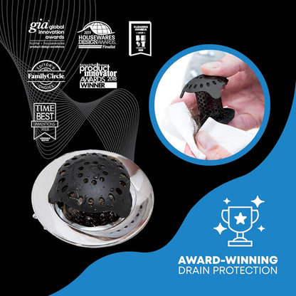 Ultra Stainless Steel Drain Protector, Hair Catcher Strainer for Bathroom Tub and Shower, Matte Black, 1-Pack