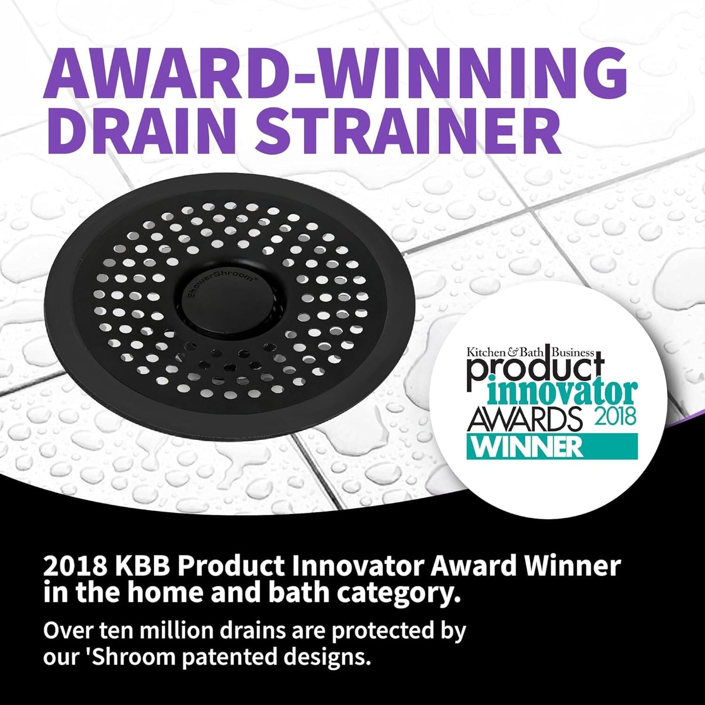 Ultra Matte Black Hair Catcher, Stainless Steel Drain Protector, Fits All Shower Drains