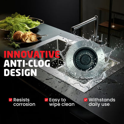 Kitchen Sink Drain Strainer, 2-in-1 Pop-Up Sink Stopper & Strainer with Removable Anti-Clog Basket, 304 Stainless Steel, Fits 3"-3.4" US Standard Drains