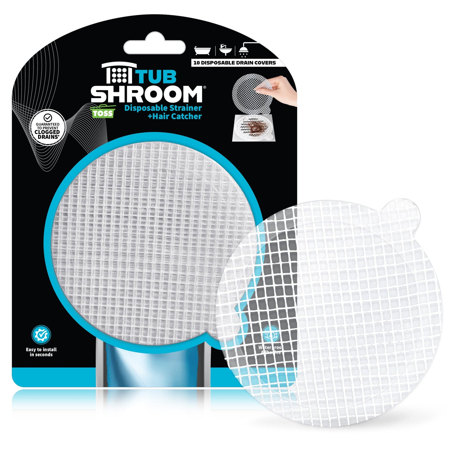 10 Pack Disposable Drain Cover - Hair Catcher Mesh Sticker Strainers for Shower, Bathtub, and Bathroom - Hair Catcher Sticker Drain Protector - 2 Month Supply